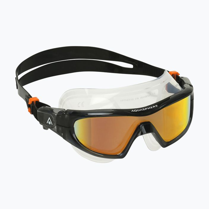 Aquasphere Vista Pro σκούρο γκρι/μαύρο/πορτοκαλί καθρέφτη τιτανίου μάσκα κολύμβησης MS5041201LMO 8