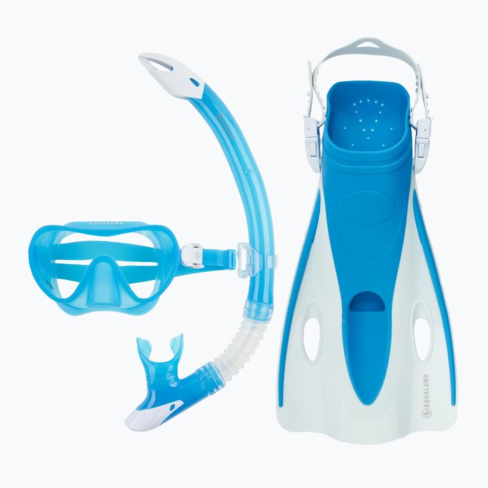 Aqualung Nabul σετ κατάδυσης με αναπνευστήρα μάσκα + αναπνευστήρας + πτερύγια μπλε/λευκό