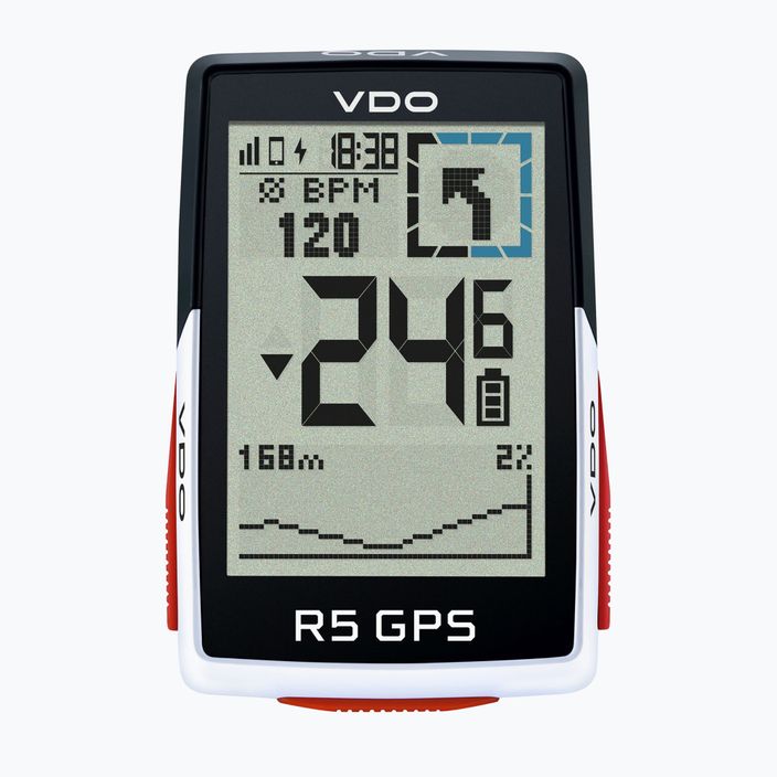 VDO R5 GPS Πλήρες σετ αισθητήρων ποδηλάτων με μετρητή ποδηλάτων μαύρο και άσπρο 64052