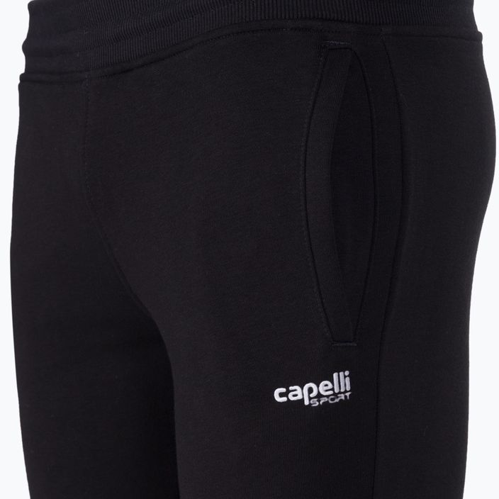 Capelli Basics Youth Tapered French Terry ποδοσφαιρικό παντελόνι μαύρο/λευκό 3
