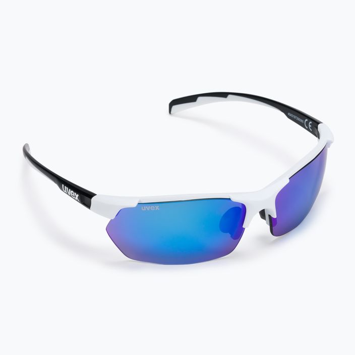 UVEX Sportstyle 114 γυαλιά ηλίου λευκό μαύρο ματ/καθρέφτης μπλε/καθρέφτης πορτοκαλί/καθαρό S5309398216