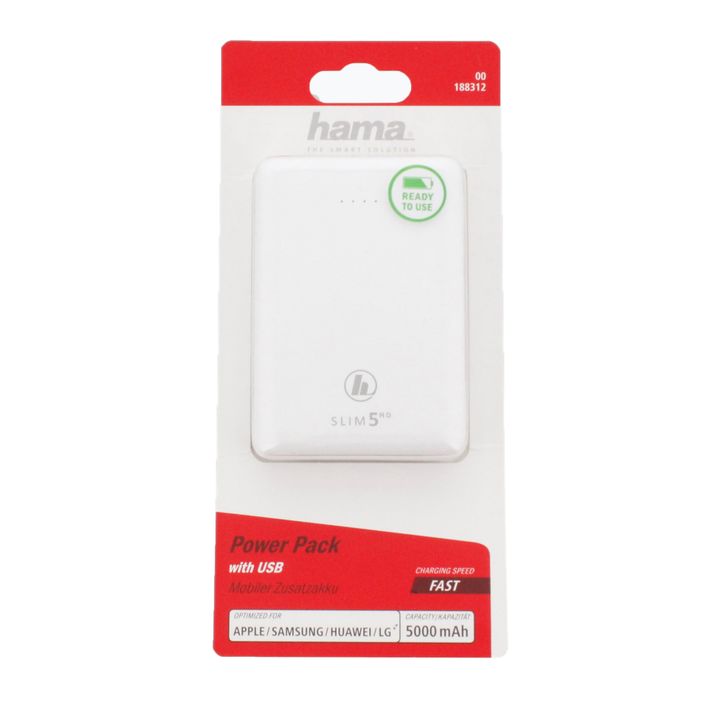 Powerbank Hama Slim 5HD Power Pack 5000 mAh λευκό 1883120000 2