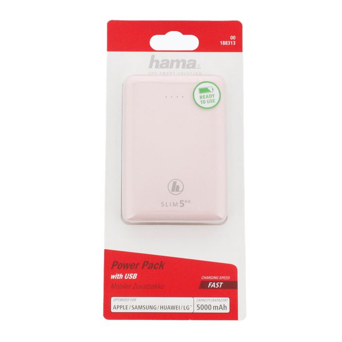 Powerbank Hama Slim 5HD Power Pack 5000 mAh ροζ 1883130000 2