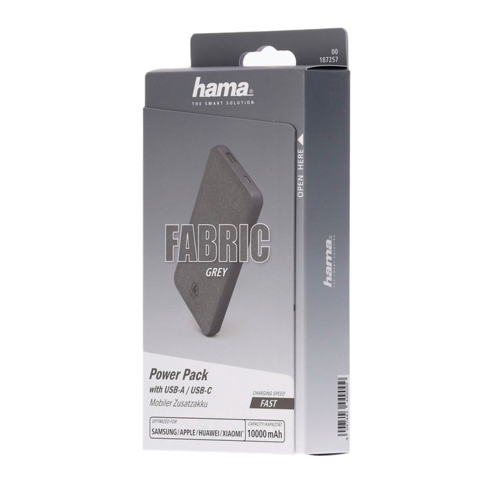 Powerbank Hama Fabric 10 Power Pack 10000 mAh γκρι 1872570000 2