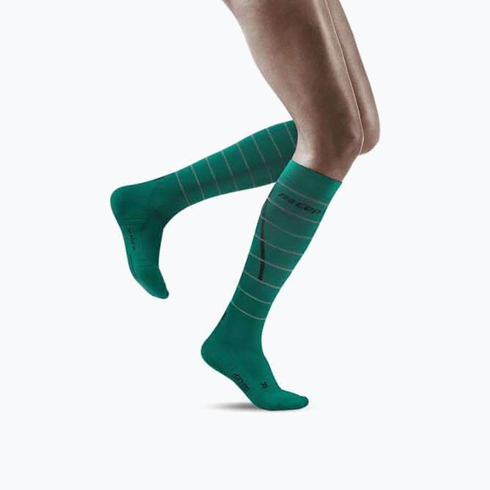 CEP Reflective γυναικείες κάλτσες συμπίεσης για τρέξιμο πράσινες WP40GZ 4