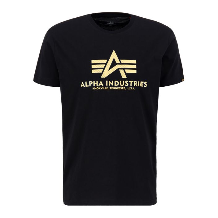 Alpha Industries ανδρικό μπλουζάκι Basic T Carbon μαύρο/χρυσό 2