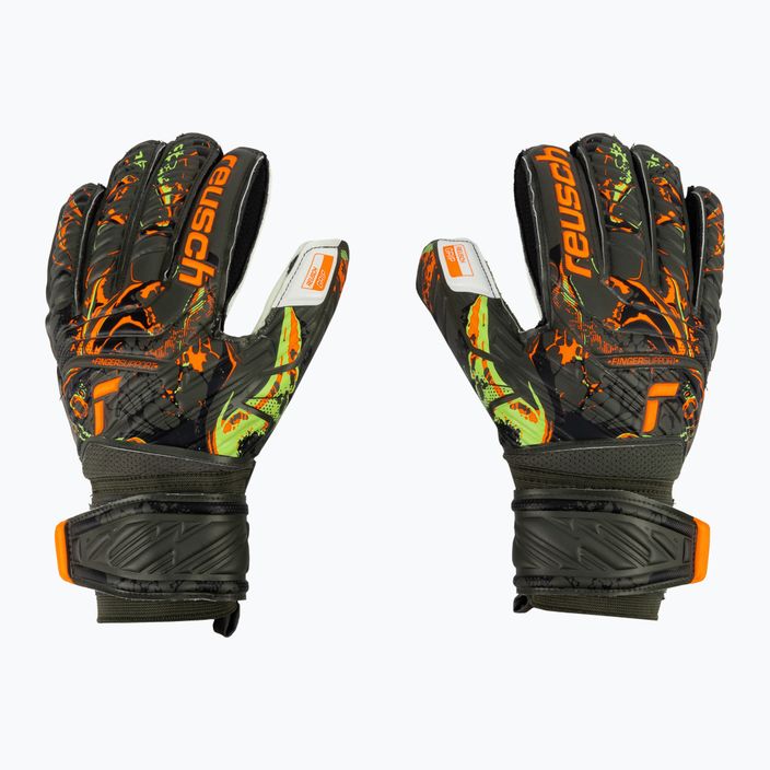 Γάντια τερματοφύλακα Reusch Attrakt Grip Finger Support πράσινο-πορτοκαλί 5370010-5556