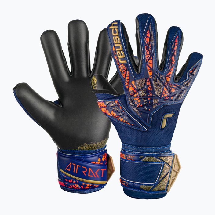 Παιδικά γάντια τερματοφύλακα Reusch Attrakt Gold X Junior premium μπλε/χρυσό/μαύρο
