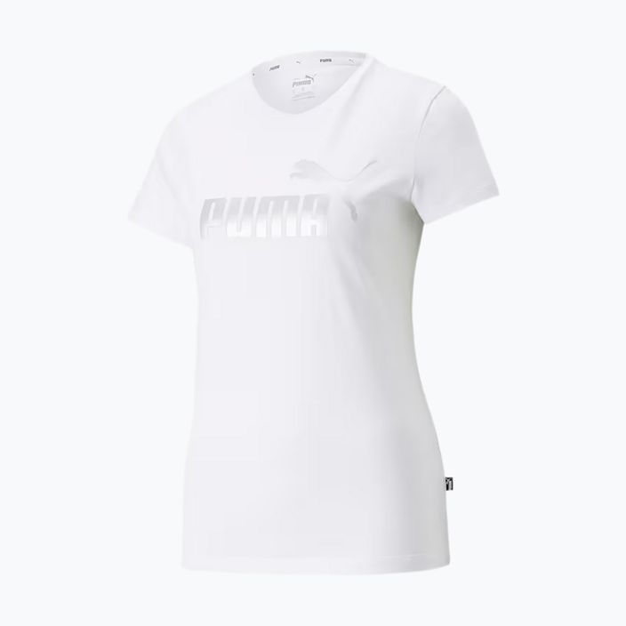 Γυναικείο PUMA ESS+ Metallic Logo Tee puma λευκό/ασημί μεταλλικό