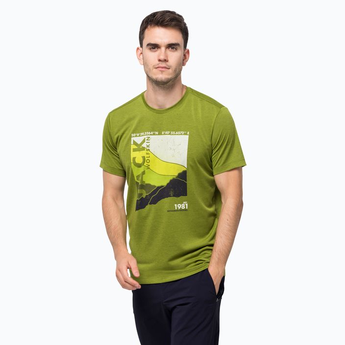 Ανδρικό Jack Wolfskin Crosstrail Graphic trekking t-shirt πράσινο 1801671_3017