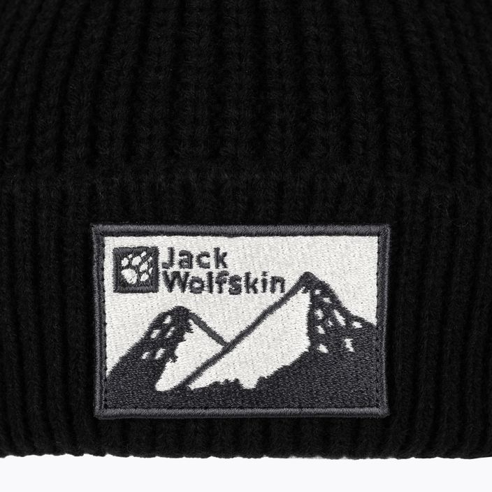 Jack Wolfskin Edo Badge Beanie χειμερινός σκούφος μαύρο 4