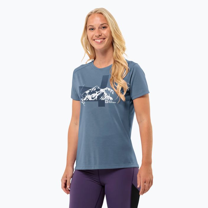 Jack Wolfskin γυναικείο t-shirt trekking Vonnan S/S Graphic elemental blue