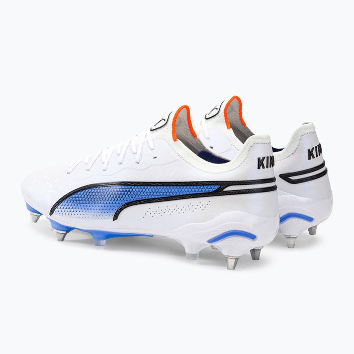 PUMA King Ultimate MXSG ανδρικές μπότες ποδοσφαίρου puma λευκό/puma μαύρο/μπλε λάμψη/ ultra πορτοκαλί 3