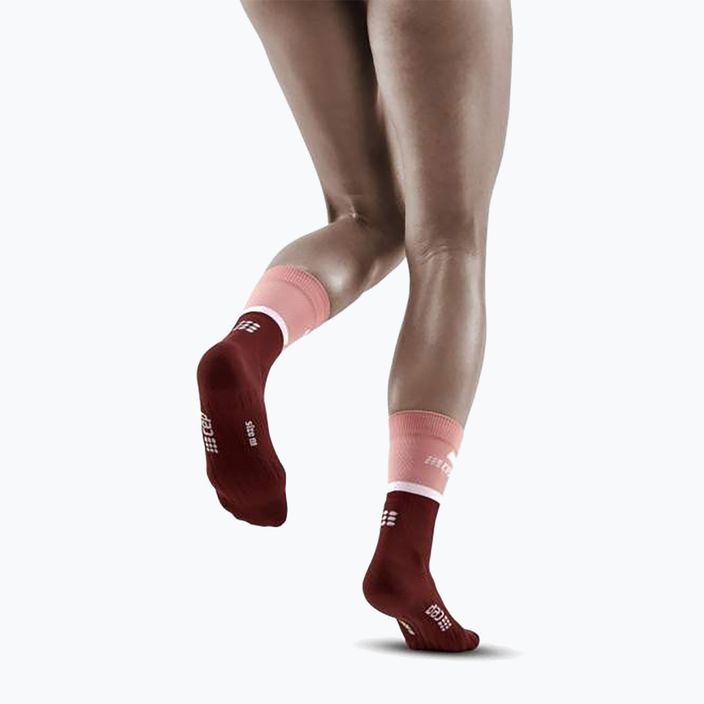 CEP Γυναικείες κάλτσες τρεξίματος συμπίεσης 4.0 Mid Cut rose/dark red 6