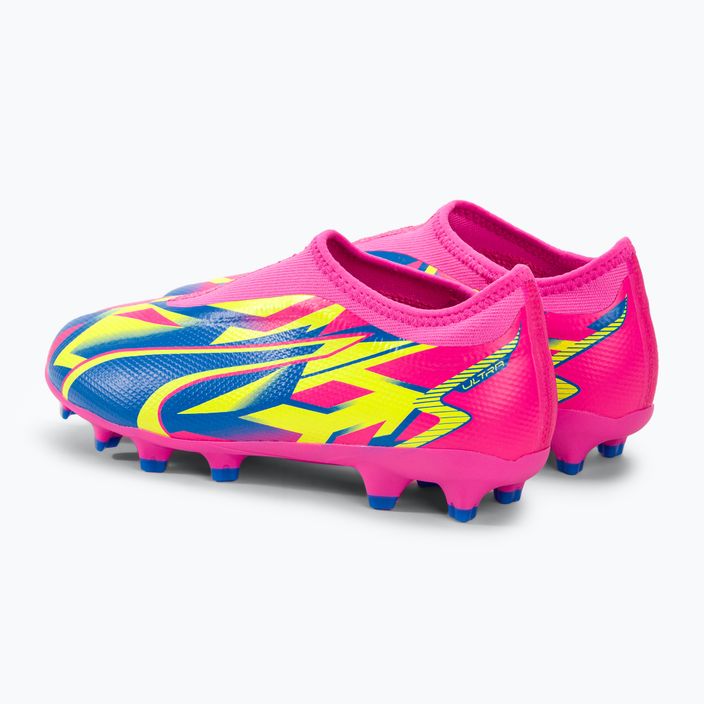 PUMA Ultra Match Ll Energy FG/AG Jr παιδικές μπότες ποδοσφαίρου φωτεινό ροζ/υψηλό μπλε/κίτρινο συναγερμός 3