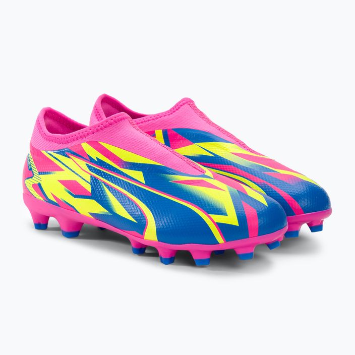 PUMA Ultra Match Ll Energy FG/AG Jr παιδικές μπότες ποδοσφαίρου φωτεινό ροζ/υψηλό μπλε/κίτρινο συναγερμός 4