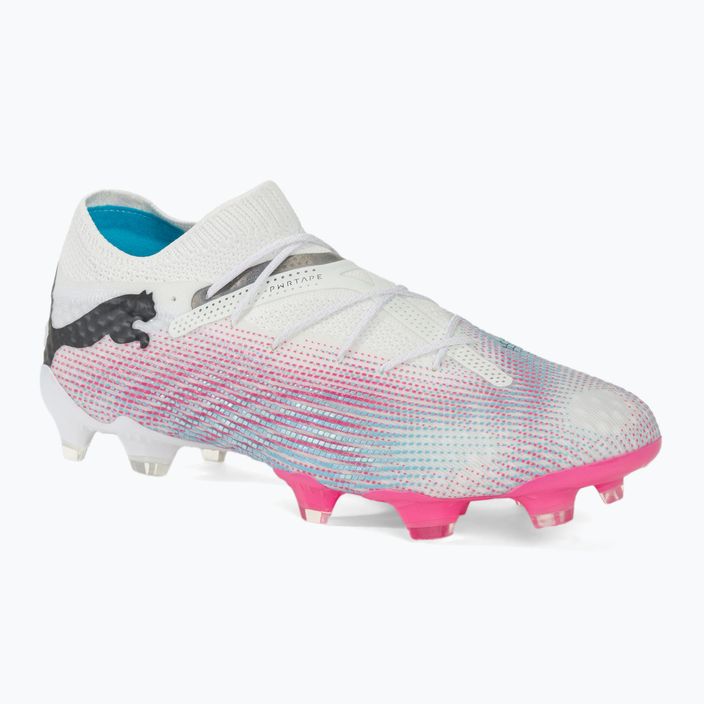 PUMA Future 7 Ultimate Low FG/AG λευκό/μαύρο/ροζ δηλητήριο/λαμπερό νερό/ασημένια ομίχλη ποδοσφαίρου μπότες ποδοσφαίρου