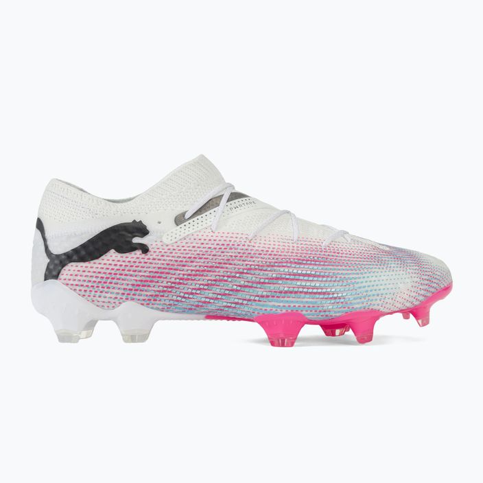 PUMA Future 7 Ultimate Low FG/AG λευκό/μαύρο/ροζ δηλητήριο/λαμπερό νερό/ασημένια ομίχλη ποδοσφαίρου μπότες ποδοσφαίρου 2