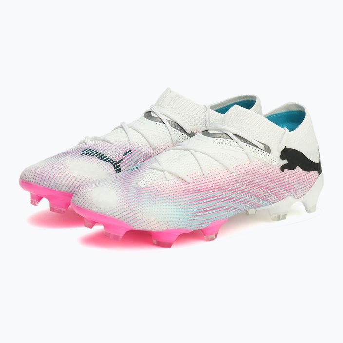 PUMA Future 7 Ultimate Low FG/AG λευκό/μαύρο/ροζ δηλητήριο/λαμπερό νερό/ασημένια ομίχλη ποδοσφαίρου μπότες ποδοσφαίρου 10