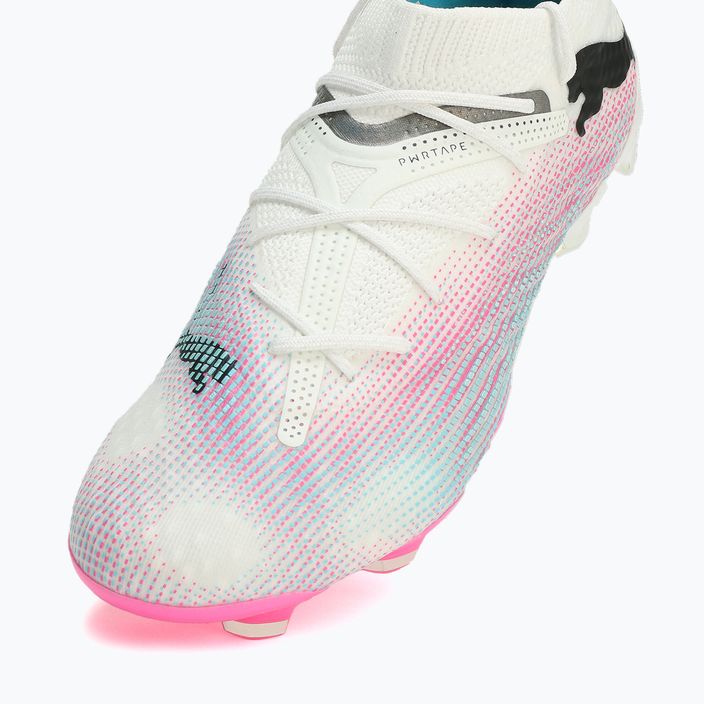 PUMA Future 7 Ultimate Low FG/AG λευκό/μαύρο/ροζ δηλητήριο/λαμπερό νερό/ασημένια ομίχλη ποδοσφαίρου μπότες ποδοσφαίρου 12