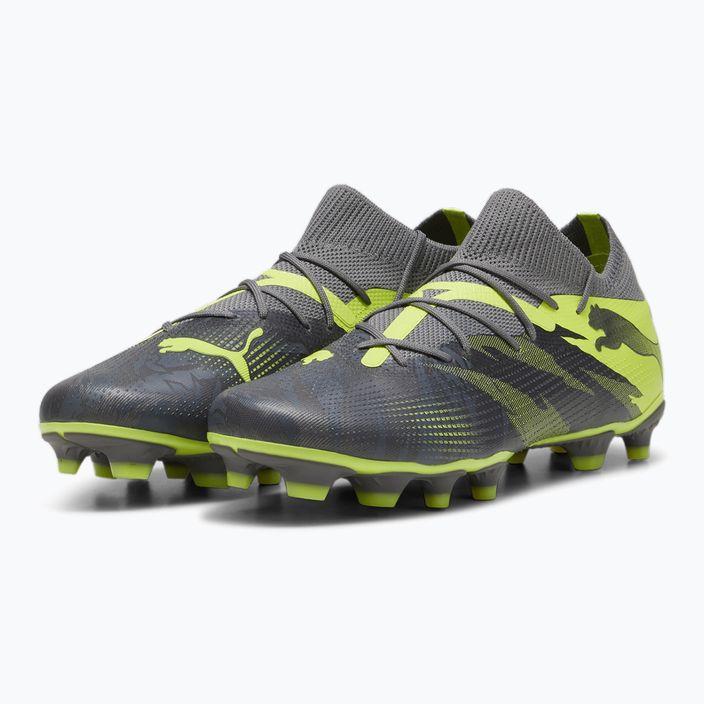 PUMA Future 7 Match Rush FG/AG έντονο γκρι/κρύο σκούρο γκρι/ηλεκτρικό ασβέστη ποδοσφαιρικά παπούτσια 10