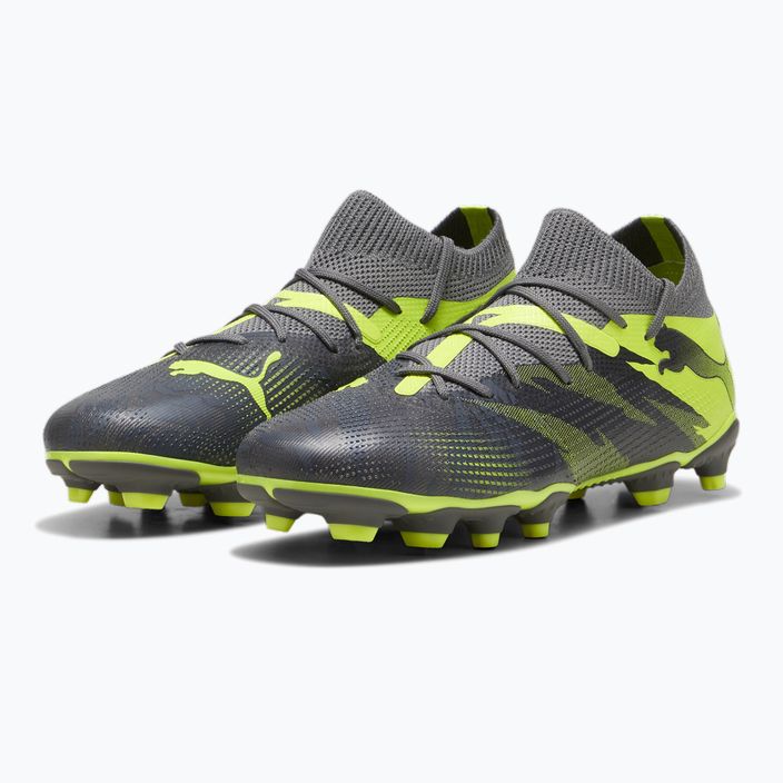PUMA Future 7 Match Rush FG/AG έντονο γκρι/κρύο σκούρο γκρι/ηλεκτρικό ασβέστη παιδικά ποδοσφαιρικά παπούτσια 10