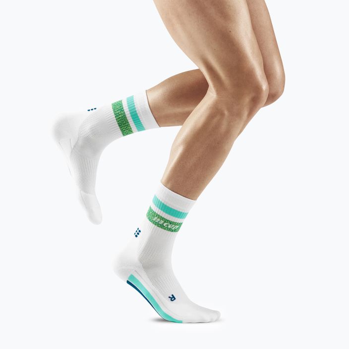 CEP Miami Vibes 80's ανδρικές κάλτσες συμπίεσης για τρέξιμο λευκές/πράσινες aqua 2