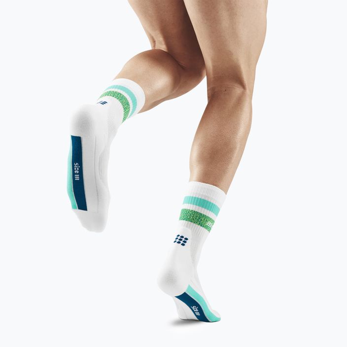 CEP Miami Vibes 80's ανδρικές κάλτσες συμπίεσης για τρέξιμο λευκές/πράσινες aqua 3