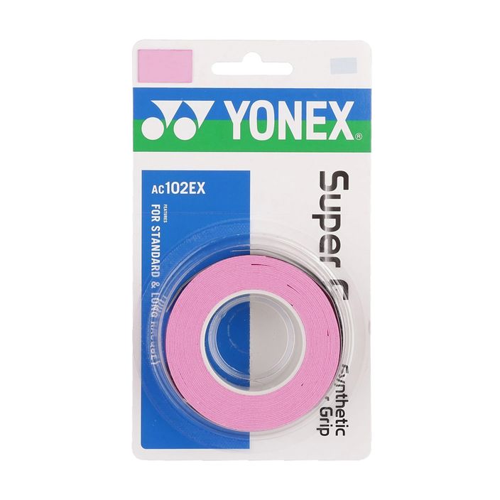 Περιτυλίγματα ρακέτας μπάντμιντον YONEX AC 102 EX 3 τεμάχια γαλλικό ροζ 2