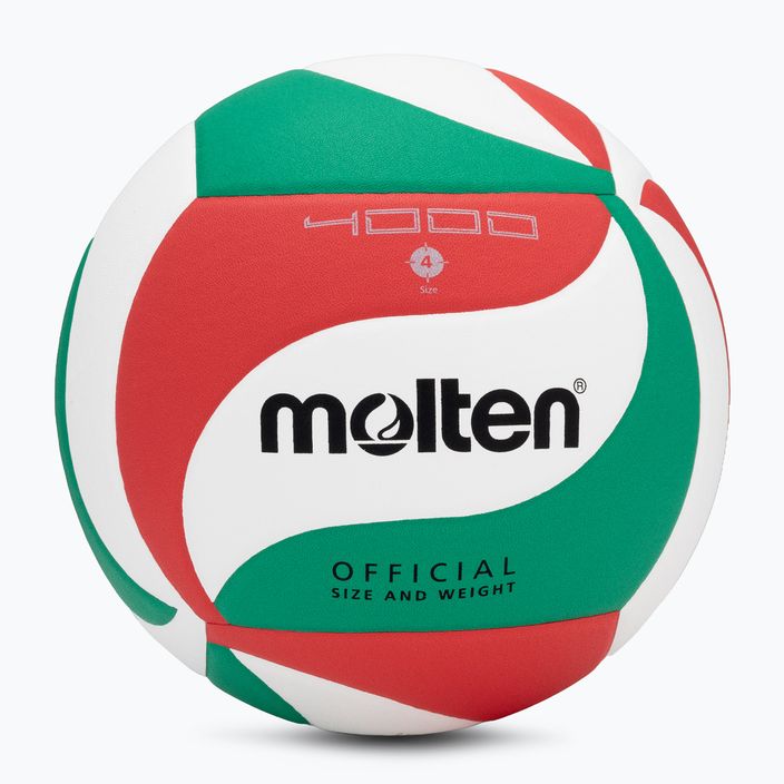 Molten volleyball V4M4000-4 λευκό/πράσινο/κόκκινο μέγεθος 4