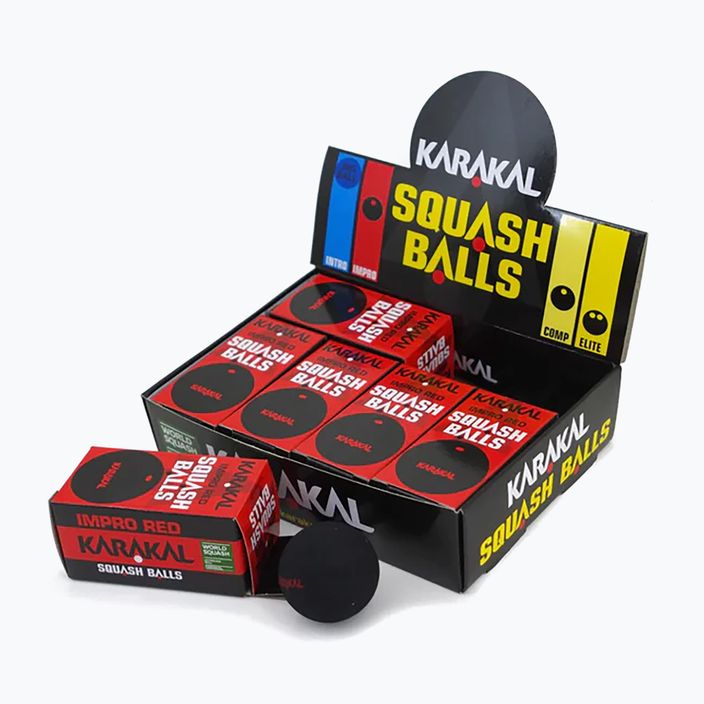 Karakal Impro Red Dot μπάλες σκουός 12 τεμάχια μαύρες. 2