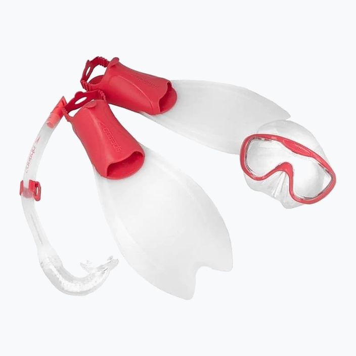 Speedo Glide Junior Scuba snorkel kit παιδική μάσκα + πτερύγια + αναπνευστήρας καθαρό κόκκινο