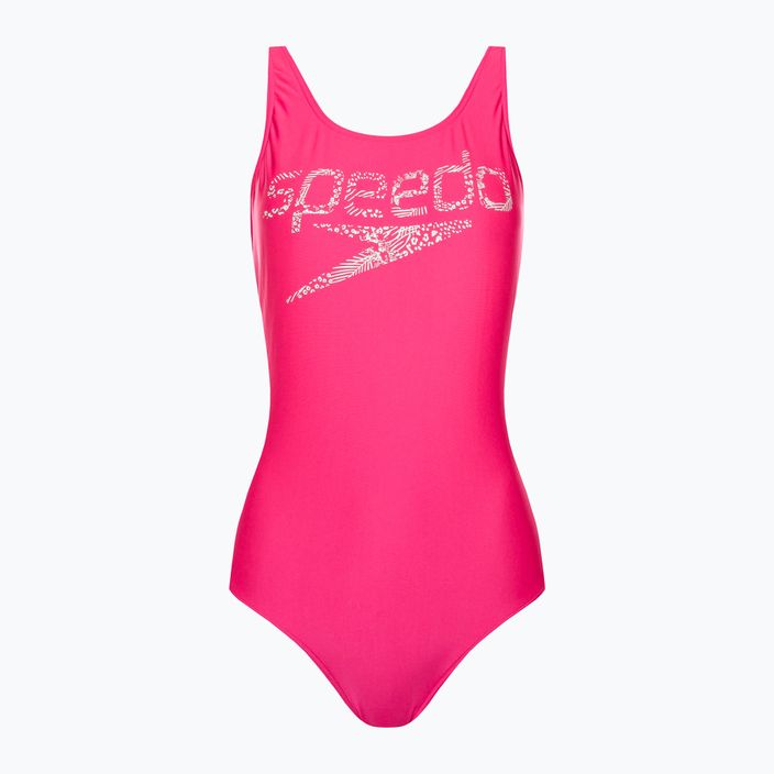 Speedo γυναικείο ολόσωμο μαγιό Logo Deep U-Back ροζ 68-12369A657