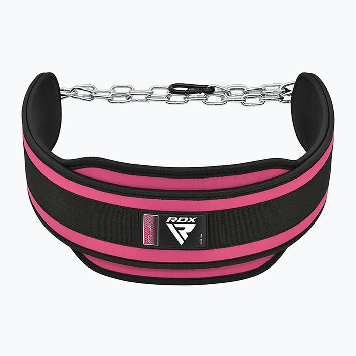 Ζώνη άρσης βαρών RDX Pro Dipping Belt 2 Layer pink