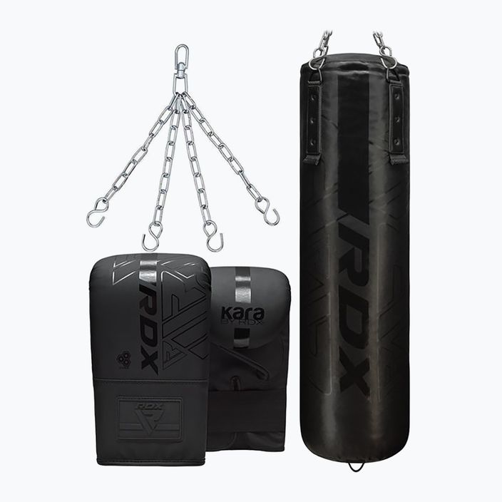 Τσάντα πυγμαχίας + σετ γαντιών RDX F6 3PC μαύρο ματ 7