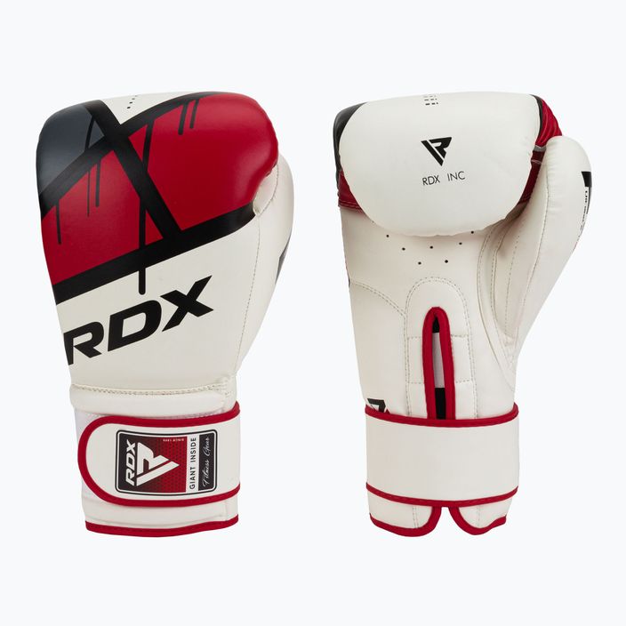 RDX γάντια πυγμαχίας κόκκινα και λευκά BGR-F7R 3