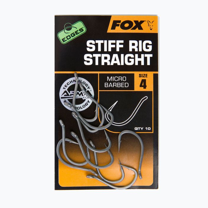 Fox International Edges Armapoint Carp Hooks Stiff Rig Straight γκρι CHK164 2
