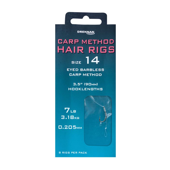 Drennan Carp Method Hair Rigs methadium αρχηγός με αγκίστρι χωρίς αγκίστρι και πετονιά 8 τεμάχια σαφές HNHCMT014 2