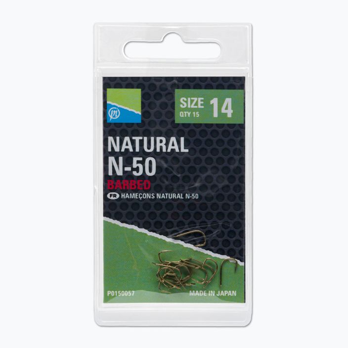 Preston Innovations Natural N-50 15 τεμαχίων χρυσά αγκίστρια αλιείας P0150057 3