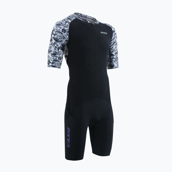 Ανδρική στολή τριάθλου ZONE3 Lava Short Sleeve Triathlon Suit white/gravel
