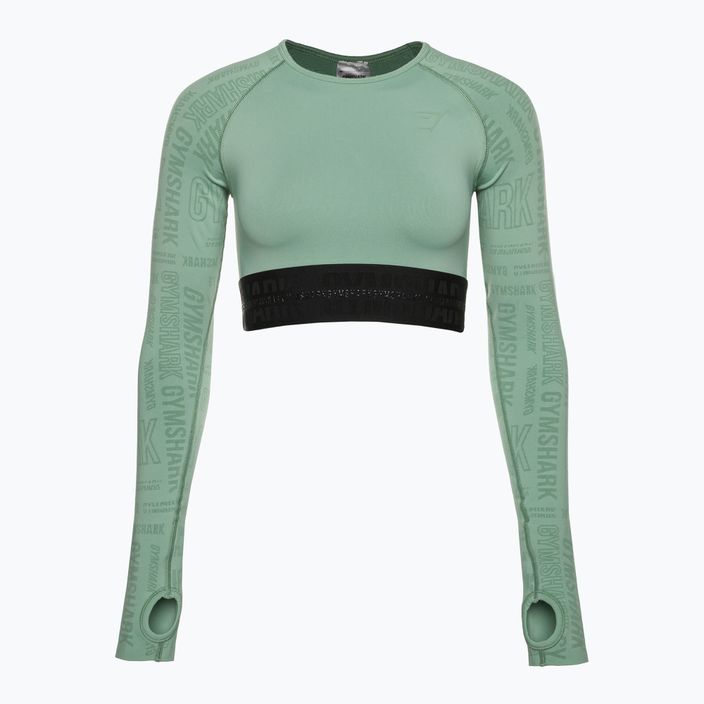 Γυναικείο Gymshark Vision Crop Top μακρυμάνικο μπλουζάκι προπόνησης πράσινο/μαύρο 5