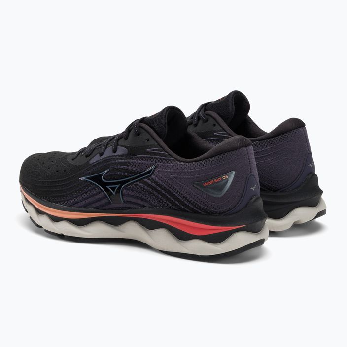 Γυναικεία παπούτσια για τρέξιμο Mizuno Wave Sky 6 μαύρο/ασημί/καυτό κοράλλι 3