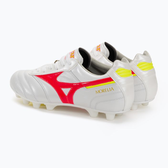 Ανδρικά ποδοσφαιρικά παπούτσια Mizuno Morelia II Elite MD λευκά/κοραλλί κοραλλί2/μπολτ2 3