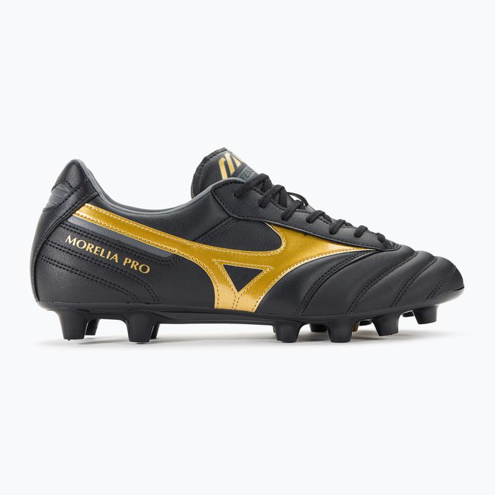 Mizuno Morelia II PRO MD ανδρικά ποδοσφαιρικά παπούτσια μαύρο/χρυσό/σκιά 2