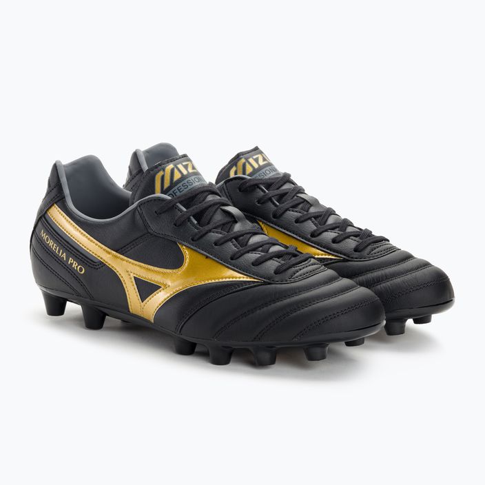 Mizuno Morelia II PRO MD ανδρικά ποδοσφαιρικά παπούτσια μαύρο/χρυσό/σκιά 4