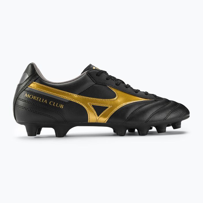 Mizuno Morelia II Club MD ανδρικά ποδοσφαιρικά παπούτσια μαύρο/χρυσό/σκιά 2