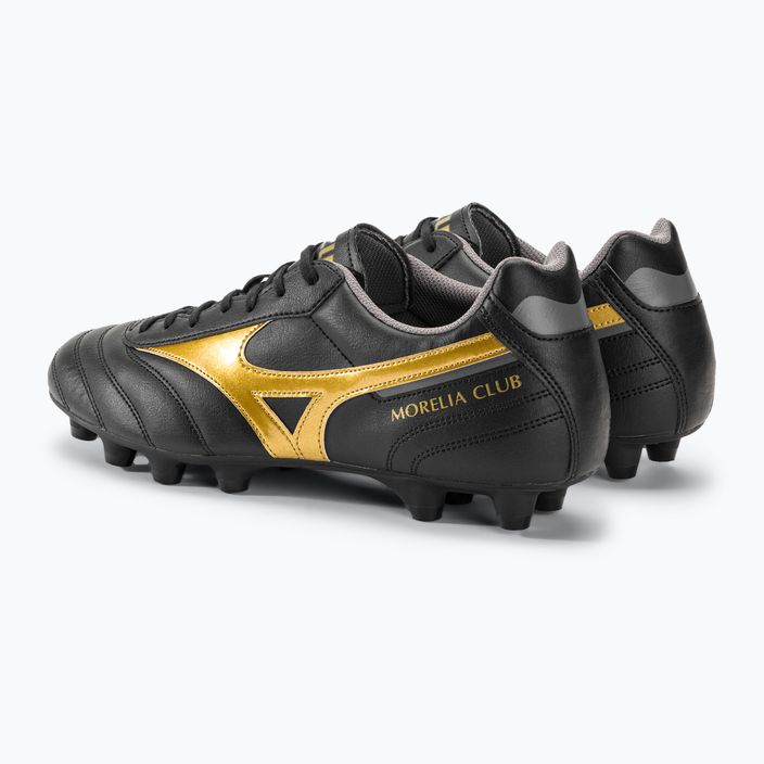 Mizuno Morelia II Club MD ανδρικά ποδοσφαιρικά παπούτσια μαύρο/χρυσό/σκιά 4