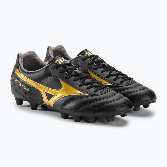 Mizuno Morelia II Club MD ανδρικά ποδοσφαιρικά παπούτσια μαύρο/χρυσό/σκιά 5