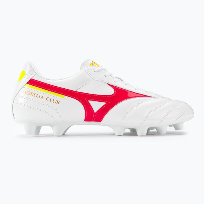 Mizuno Morelia II Club MD ανδρικές μπότες ποδοσφαίρου λευκές/κοραλλί κοραλλί2/bolt2 2