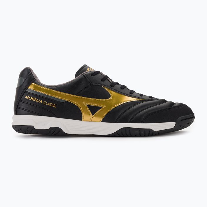 Mizuno Morelia Sala Classic IN μαύρο/χρυσό/σκιά ανδρικά ποδοσφαιρικά παπούτσια 2